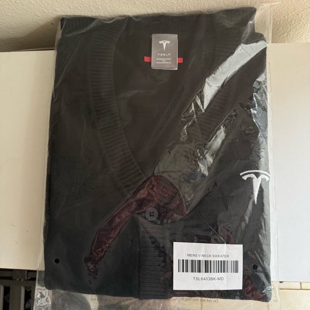 Tesla Black V Neck Button Up Sweater from Tesla Employee Allotment - Brand New